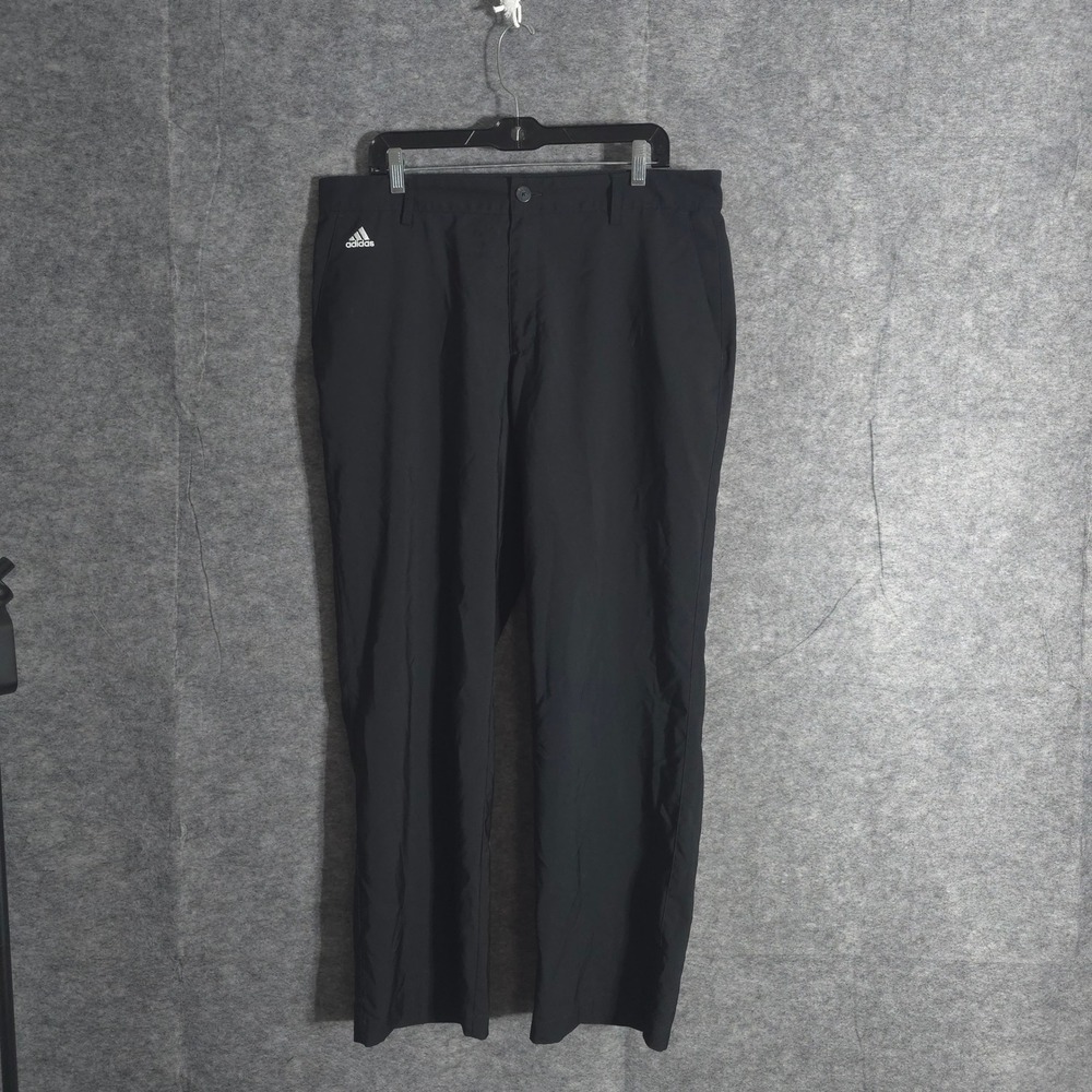 Adidas ClimaLite Golf Pants Mens 36x30 Black Flat Front Athletic Wear Pro Fit Go